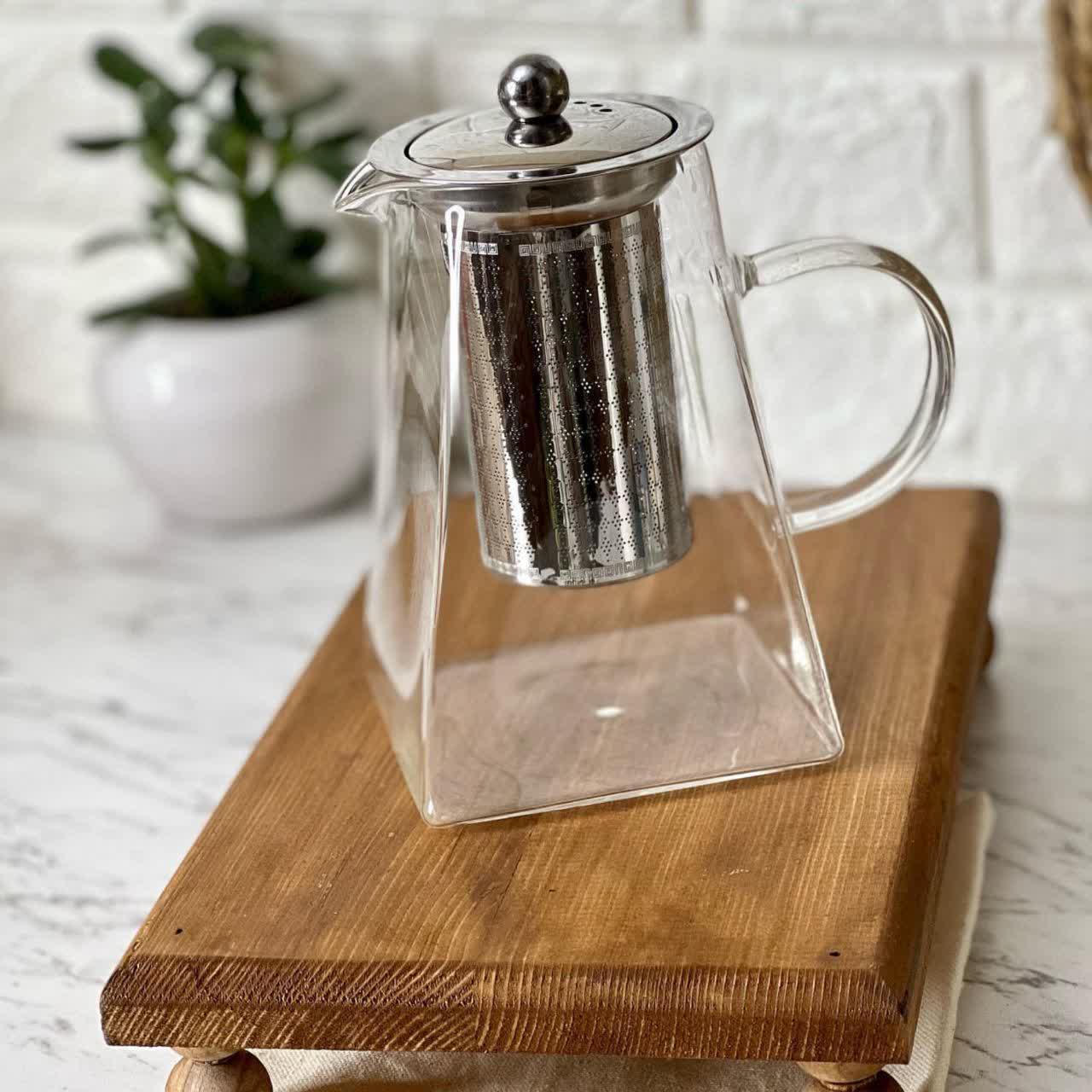 قوری پیرکس کف مربع سیلور